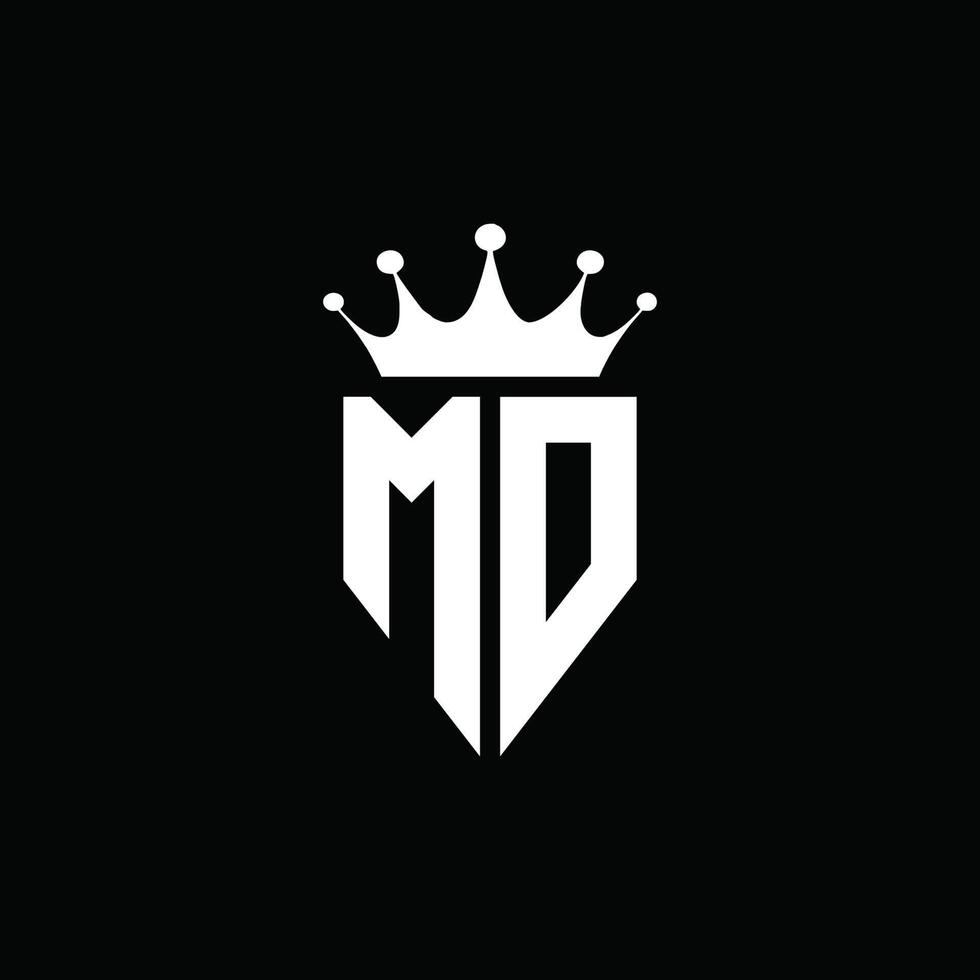 md logo monograma emblema estilo con plantilla de diseño de forma de corona vector