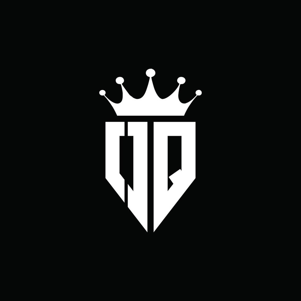 OQ logo monogram emblem style with crown shape design template vector
