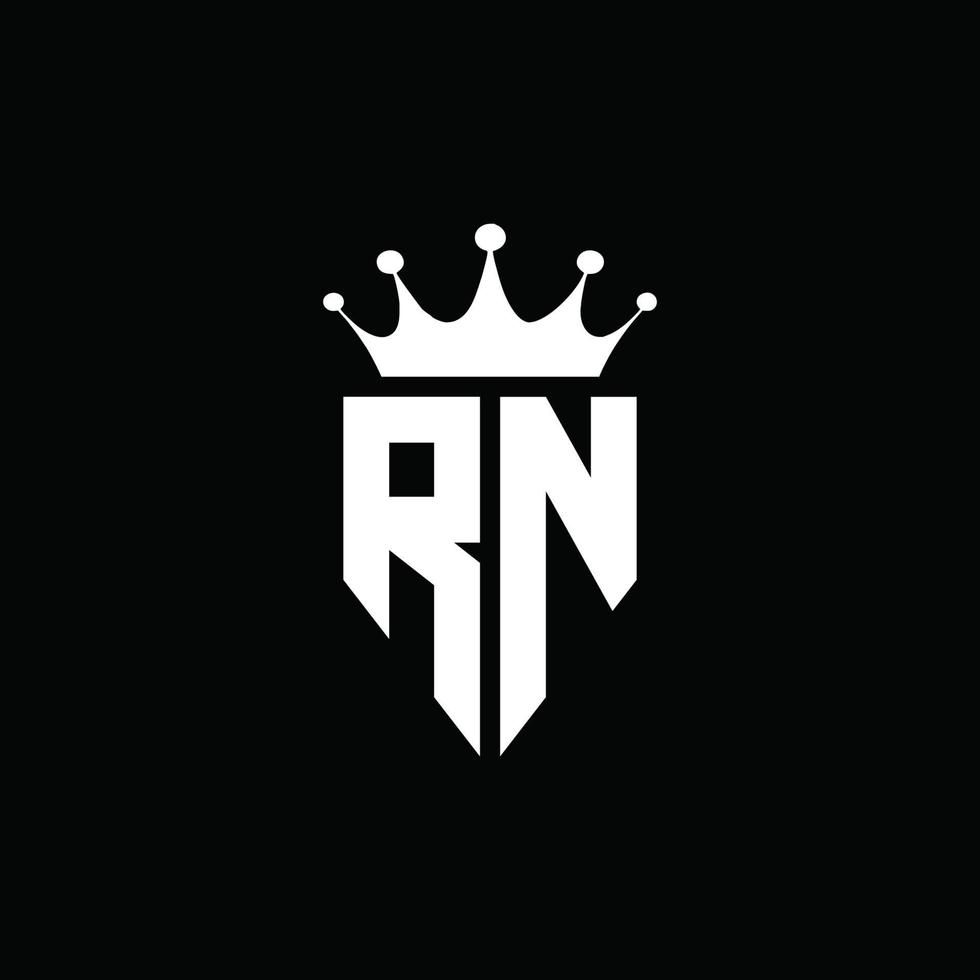 RN logo monogram emblem style with crown shape design template vector
