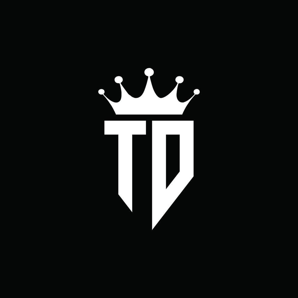 td logo monograma emblema estilo con plantilla de diseño de forma de corona vector