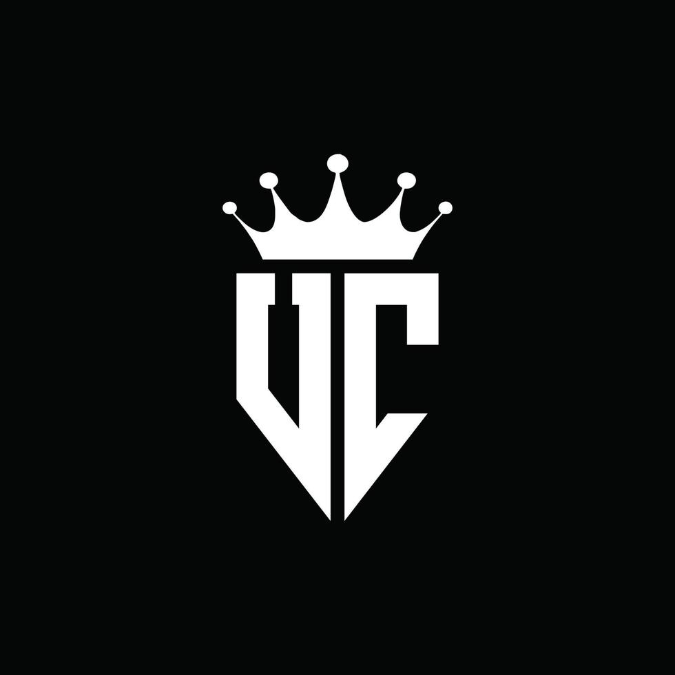 uc logo monograma emblema estilo con plantilla de diseño de forma de corona vector