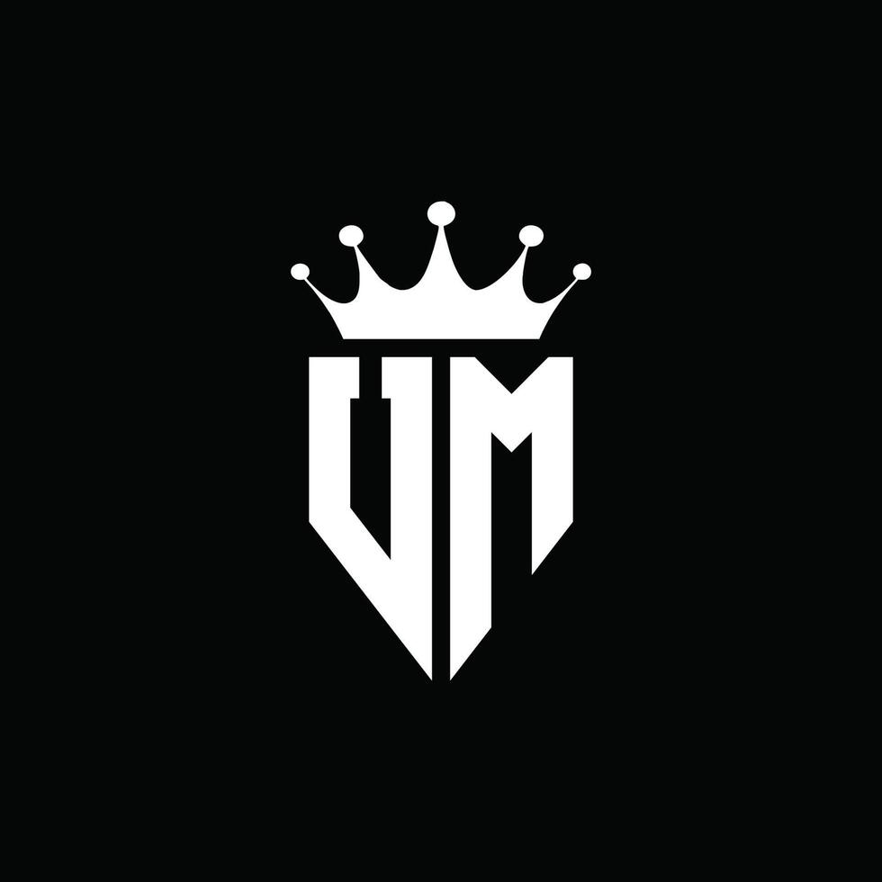 UM logo monogram emblem style with crown shape design template vector