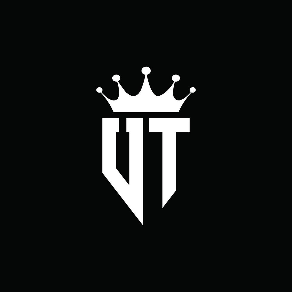 ut logo monograma emblema estilo con plantilla de diseño de forma de corona vector