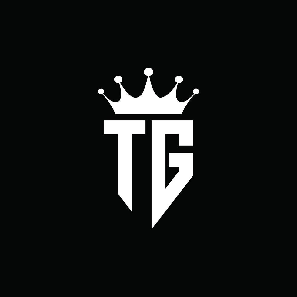 TG logo monogram emblem style with crown shape design template vector