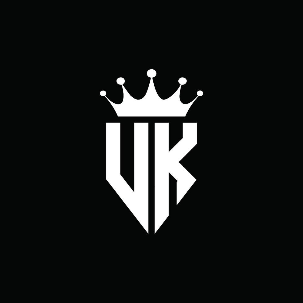 estilo de emblema de monograma de logotipo vk con plantilla de diseño de forma de corona vector