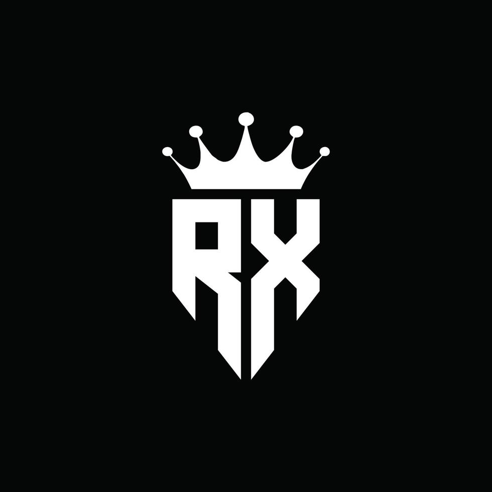 RX logo monogram emblem style with crown shape design template vector