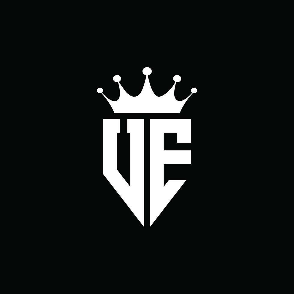 ue logo monograma emblema estilo con plantilla de diseño de forma de corona vector