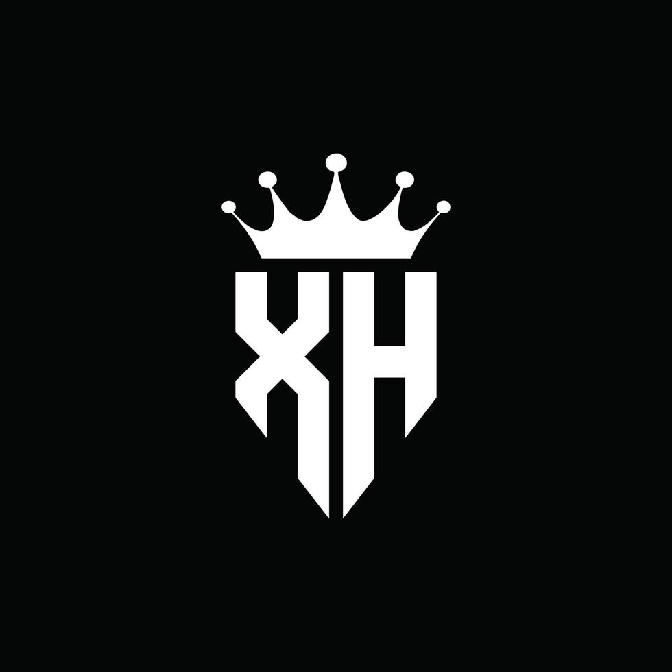 xh logo monograma emblema estilo con plantilla de diseño de forma de corona vector