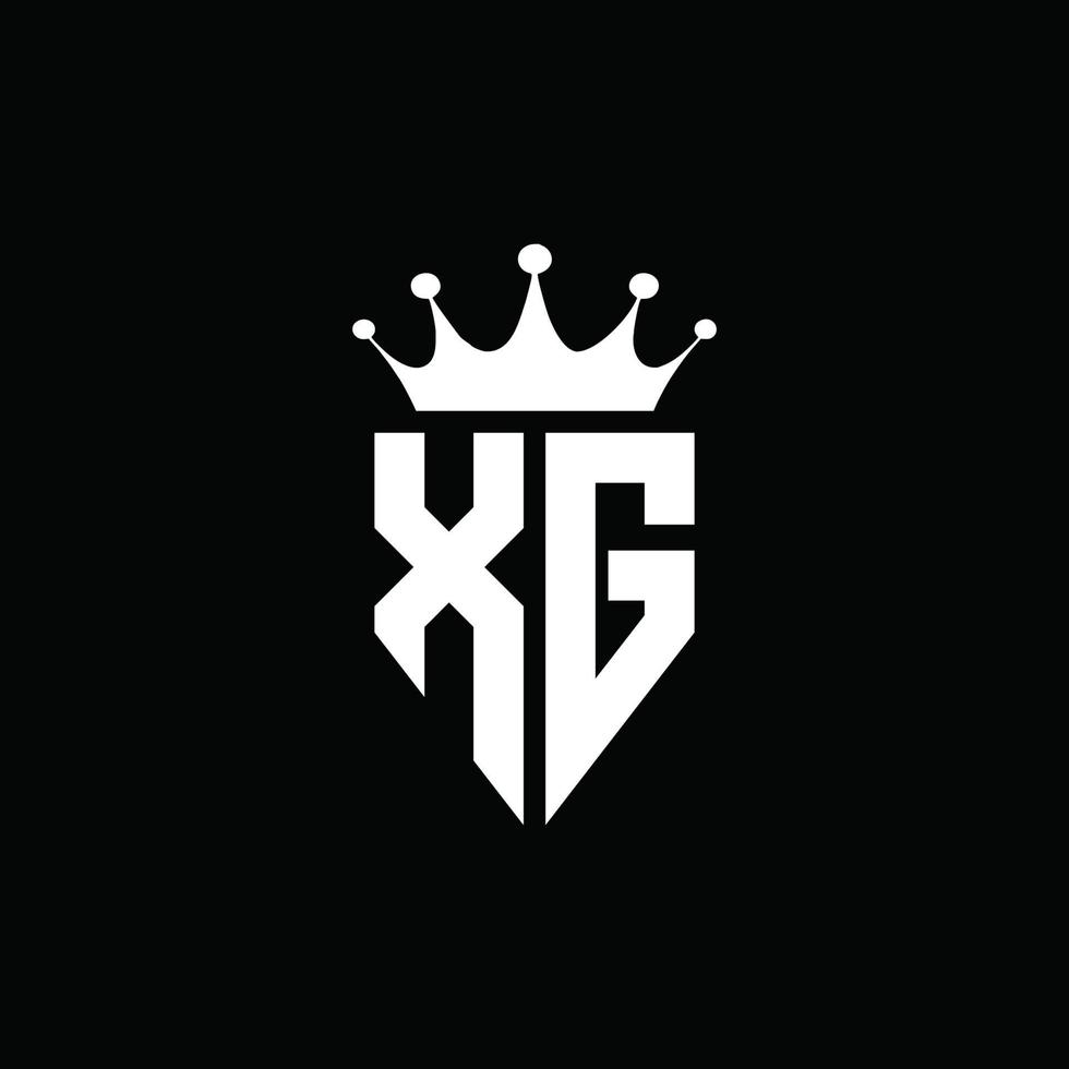 xg logo monograma emblema estilo con plantilla de diseño de forma de corona vector