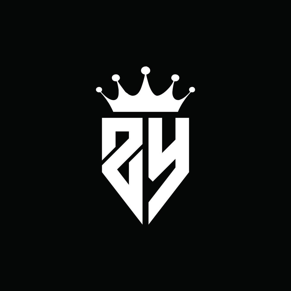 ZY logo monogram emblem style with crown shape design template vector