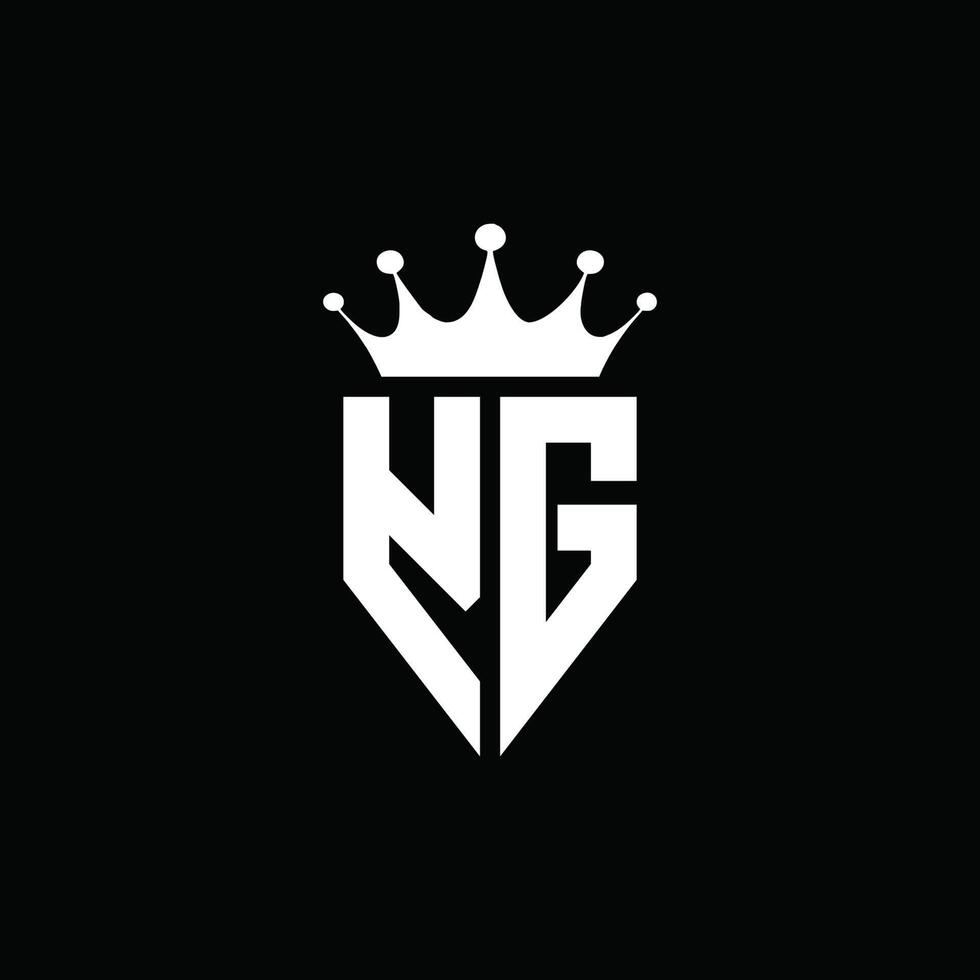 yg logo monograma emblema estilo con plantilla de diseño de forma de corona vector