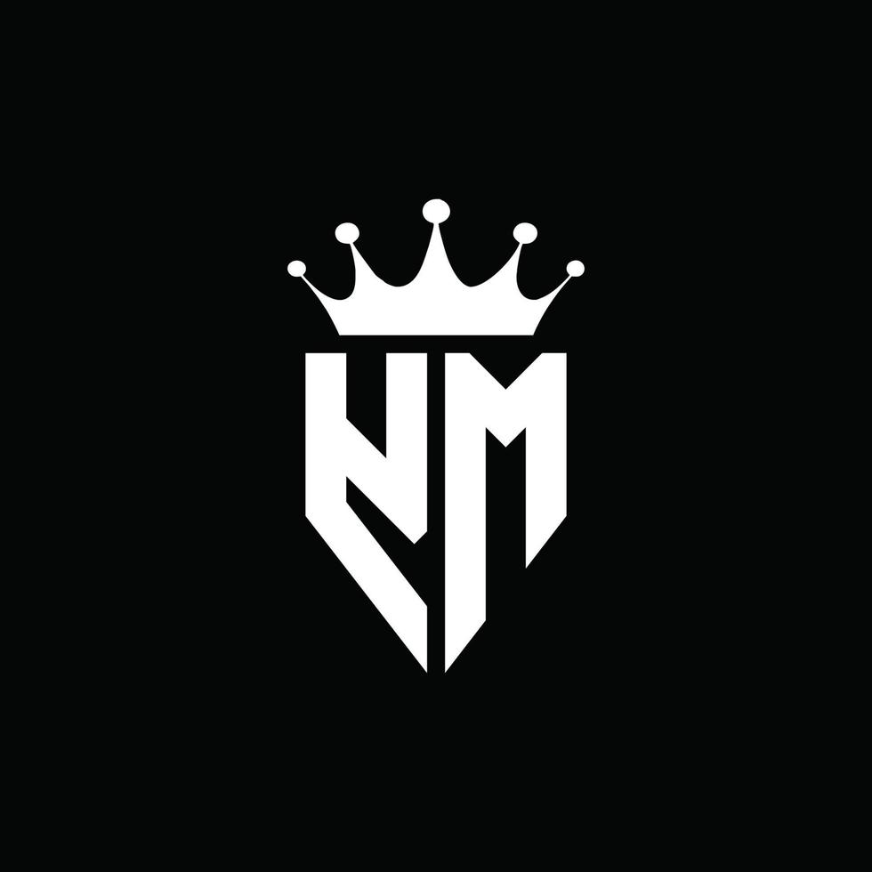 ym logo monograma emblema estilo con plantilla de diseño de forma de corona vector