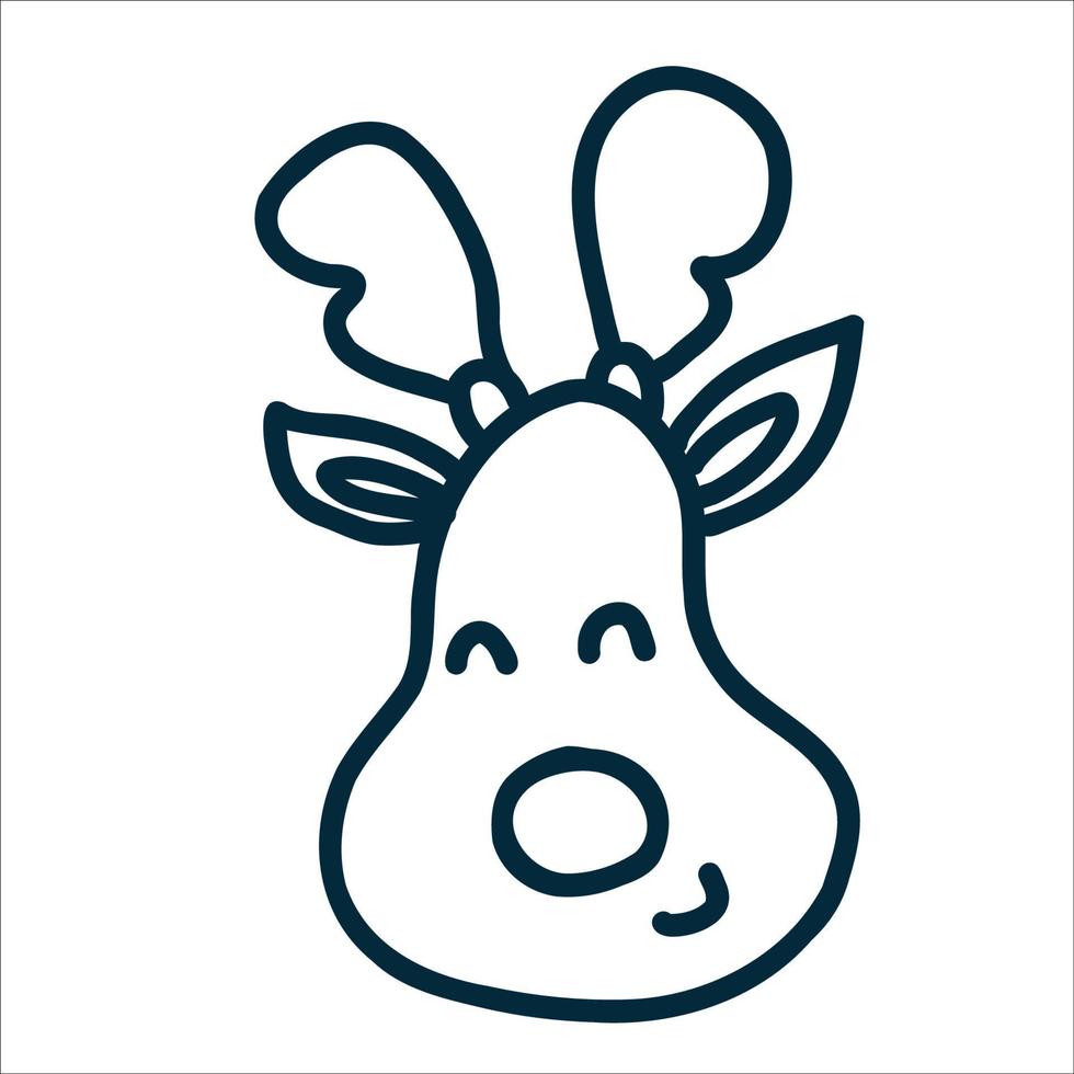 Christmas deer. Vector illustration. Linear sketch