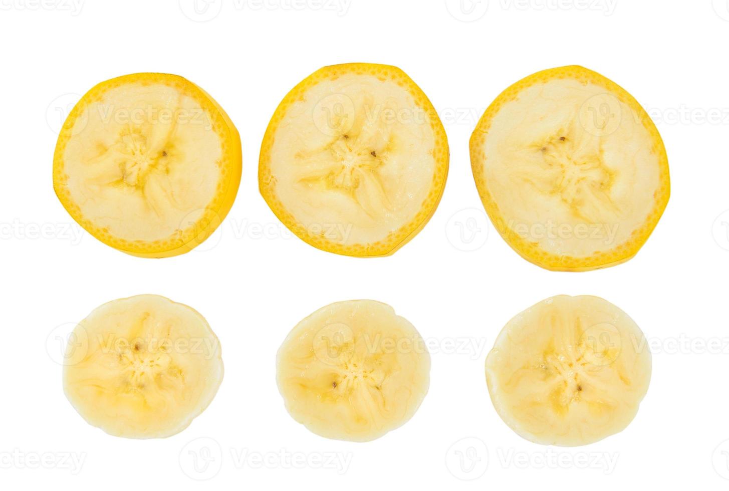 Banana slice isolated on white background photo