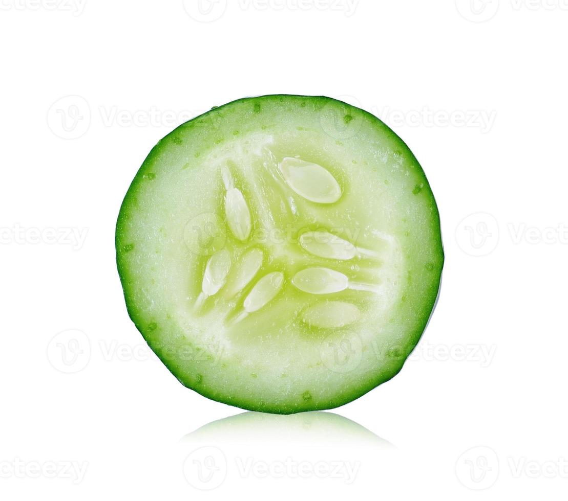 Fresh slice cucumber on white background photo