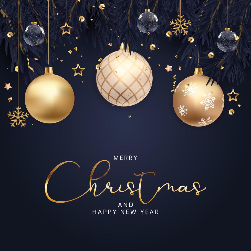 Christmas Holiday Party Background. Happy New Year and Merry Christmas Poster Template. Vector Illustration