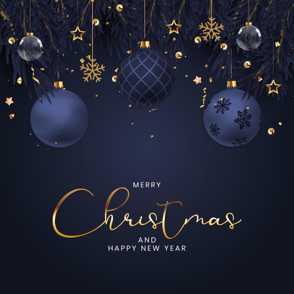 Christmas Holiday Party Background. Happy New Year and Merry Christmas Poster Template. Vector Illustration