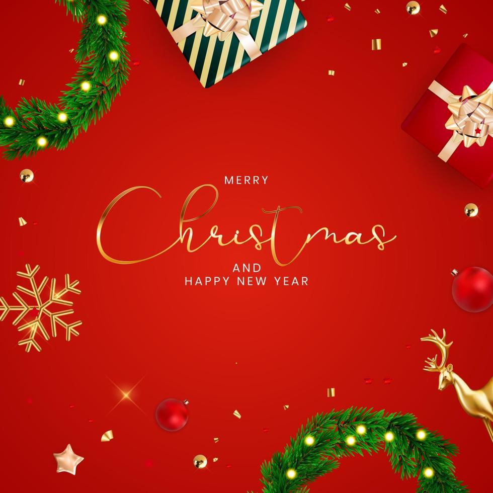 Christmas Holiday Party Background. Happy New Year and Merry Christmas Poster Template. Vector Illustration