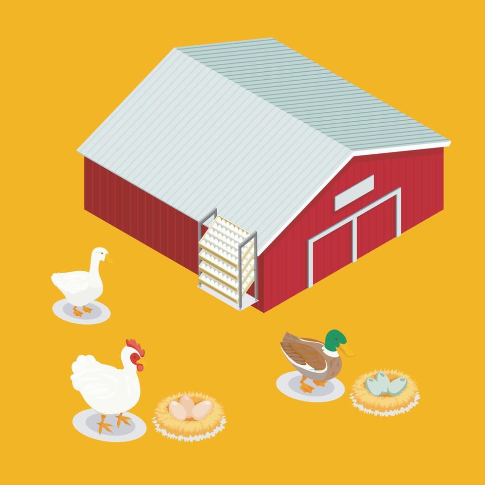 granja de pollos con ilustración de huevo vector