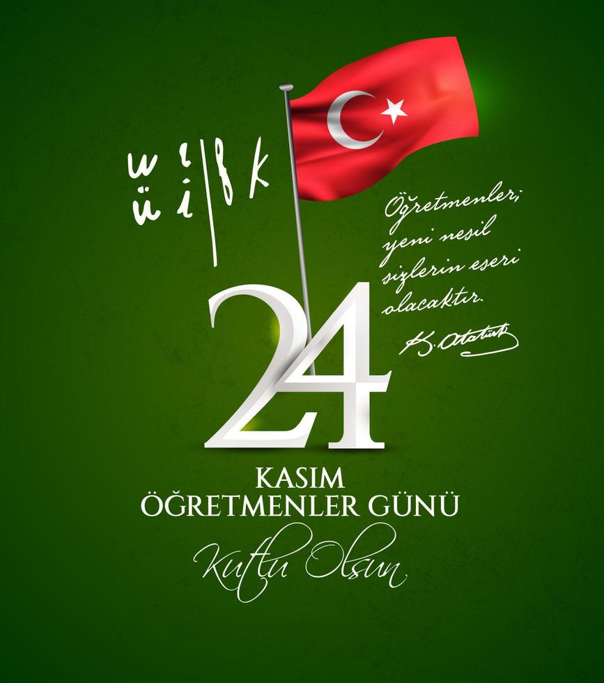 ilustración vectorial. fiesta turca, 24 kasim ogretmenler gunu. traducción del turco, 24 de noviembre con el día del maestro de vacaciones. vector