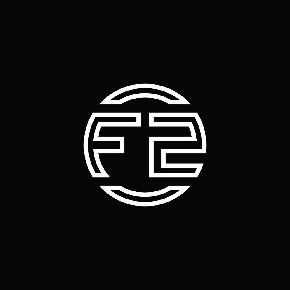 Monograma del logotipo de fz con plantilla de diseño redondeado de círculo de espacio negativo vector