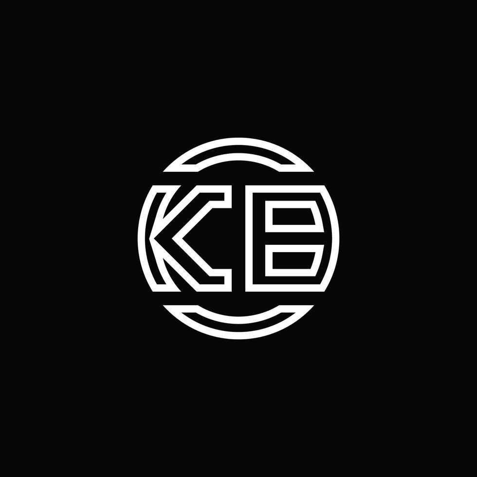 Monograma del logotipo de kb con plantilla de diseño redondeado de círculo de espacio negativo vector