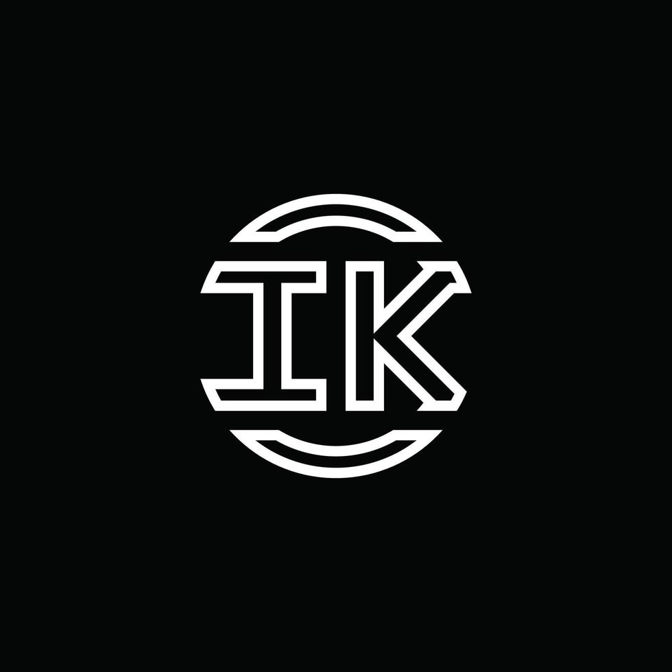 IK logo monogram with negative space circle rounded design template vector