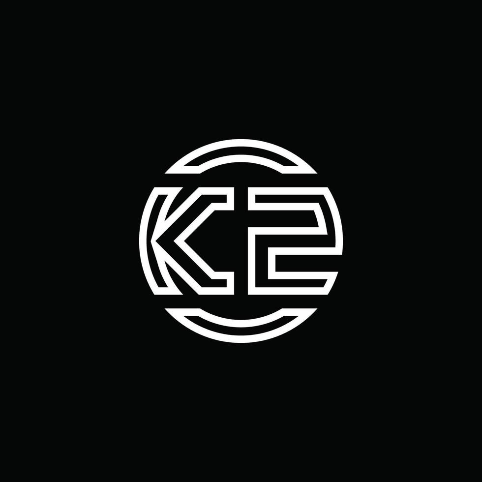 Monograma del logotipo de kz con plantilla de diseño redondeado de círculo de espacio negativo vector