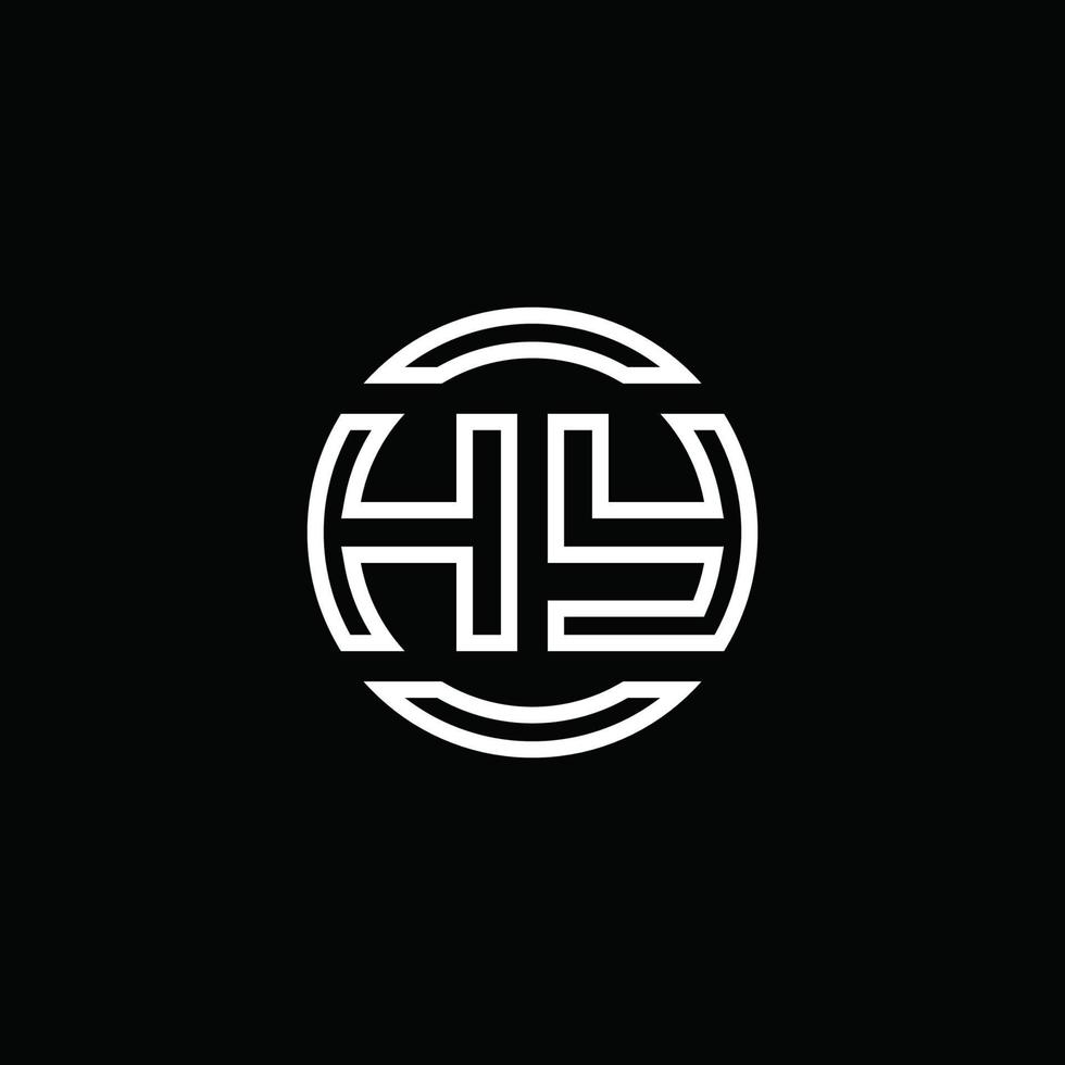 Hy logo monograma con plantilla de diseño redondeado de círculo de espacio negativo vector