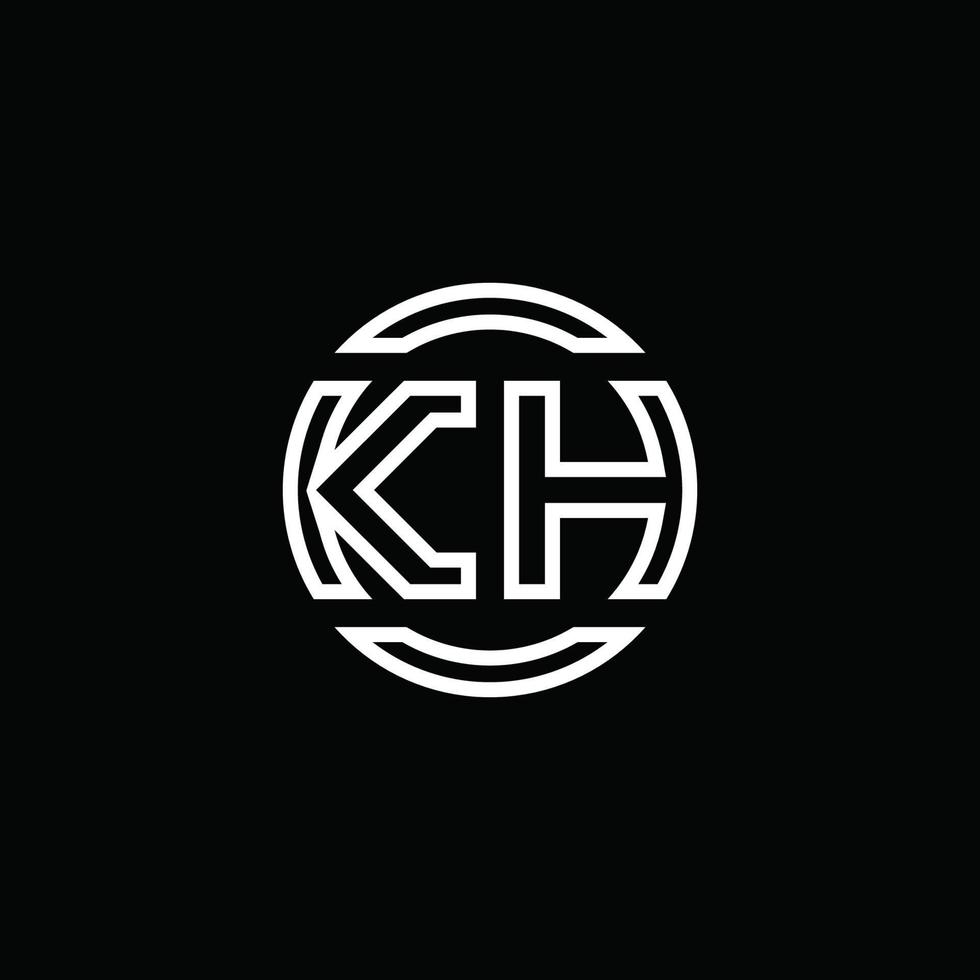 KH logo monogram with negative space circle rounded design template vector