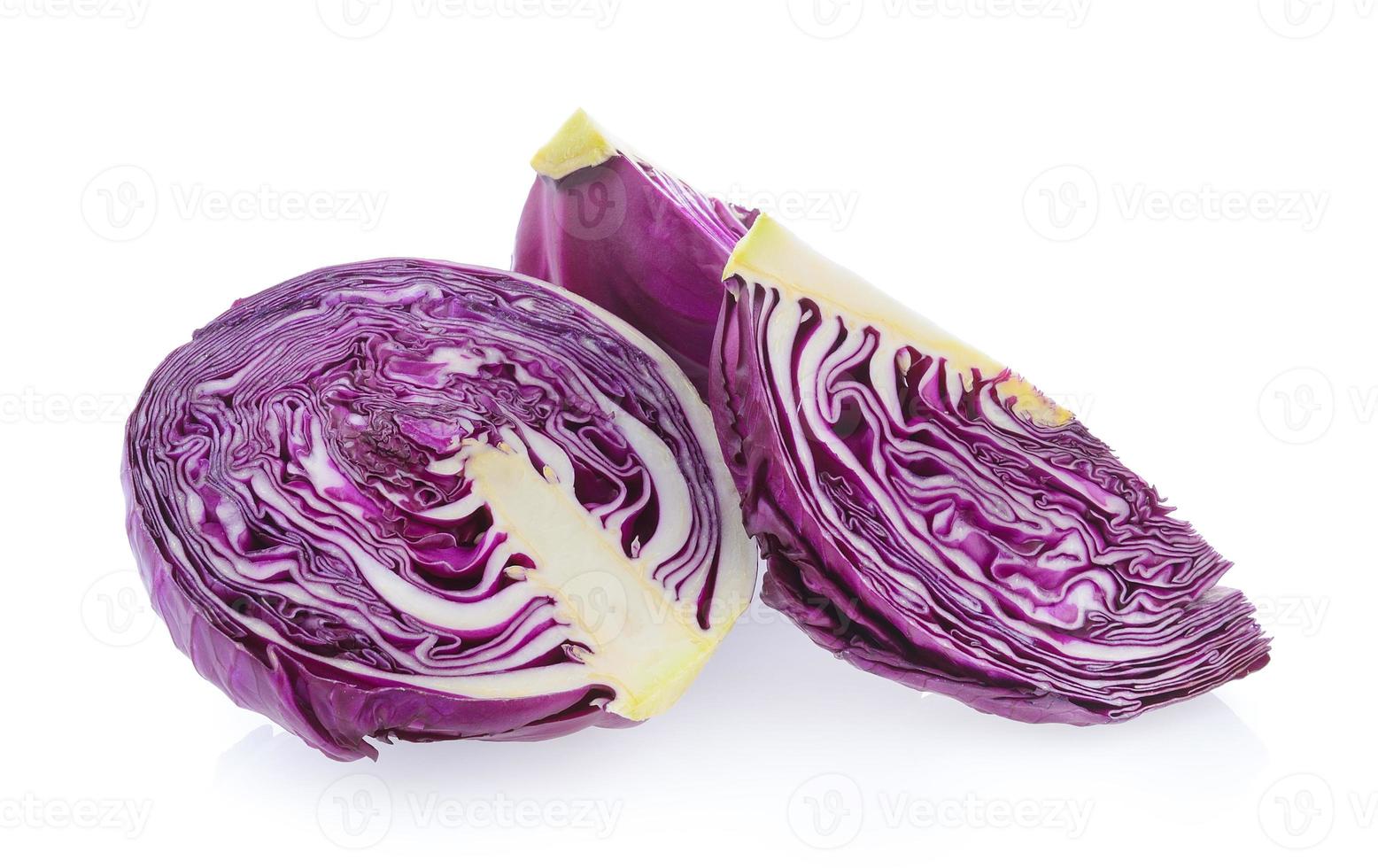 Purple cabbage slice on white background photo