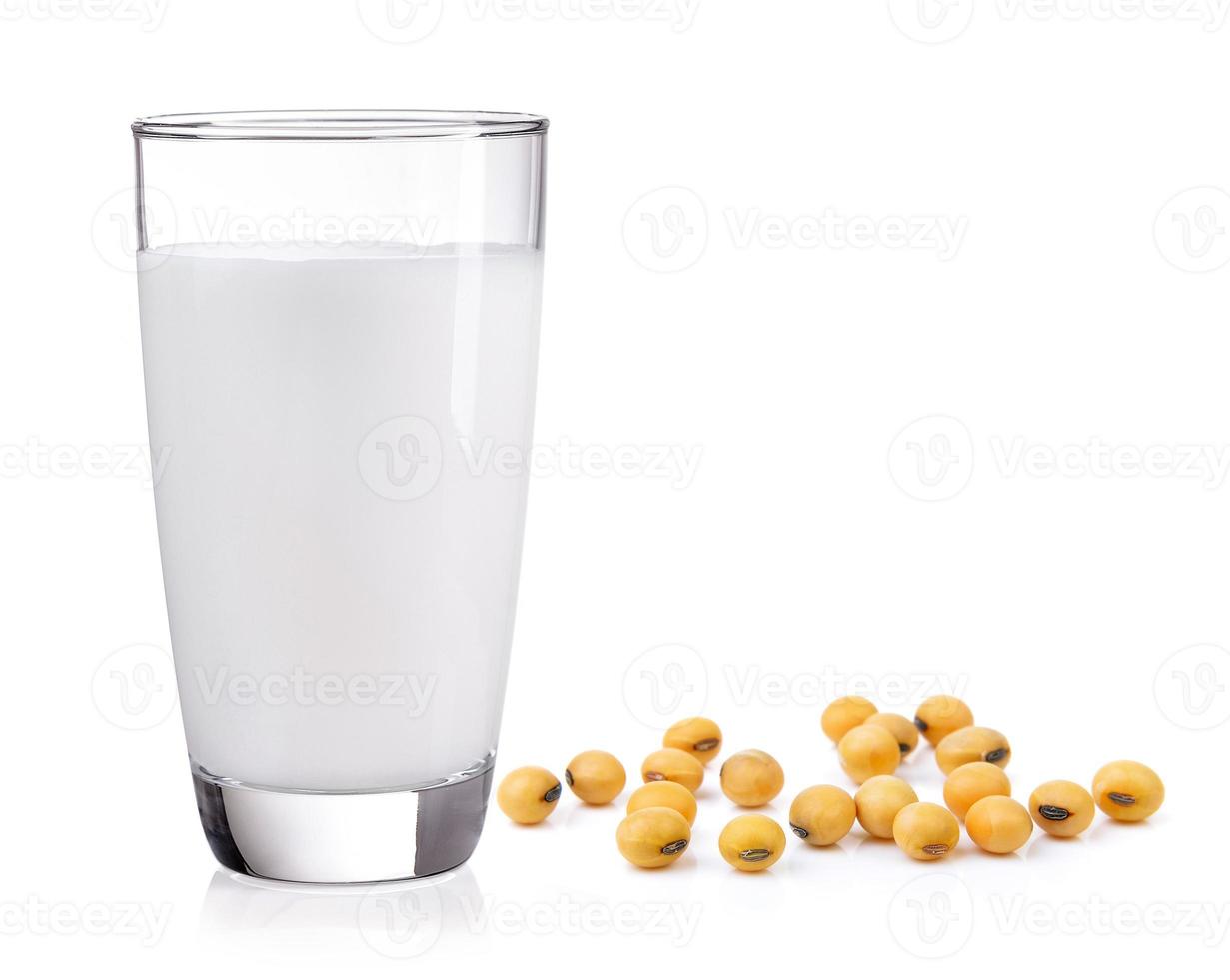 soybean and milk on white background photo