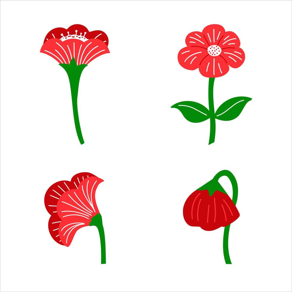 colección de flores, hojas, ramos de flores, vector de composiciones de flores