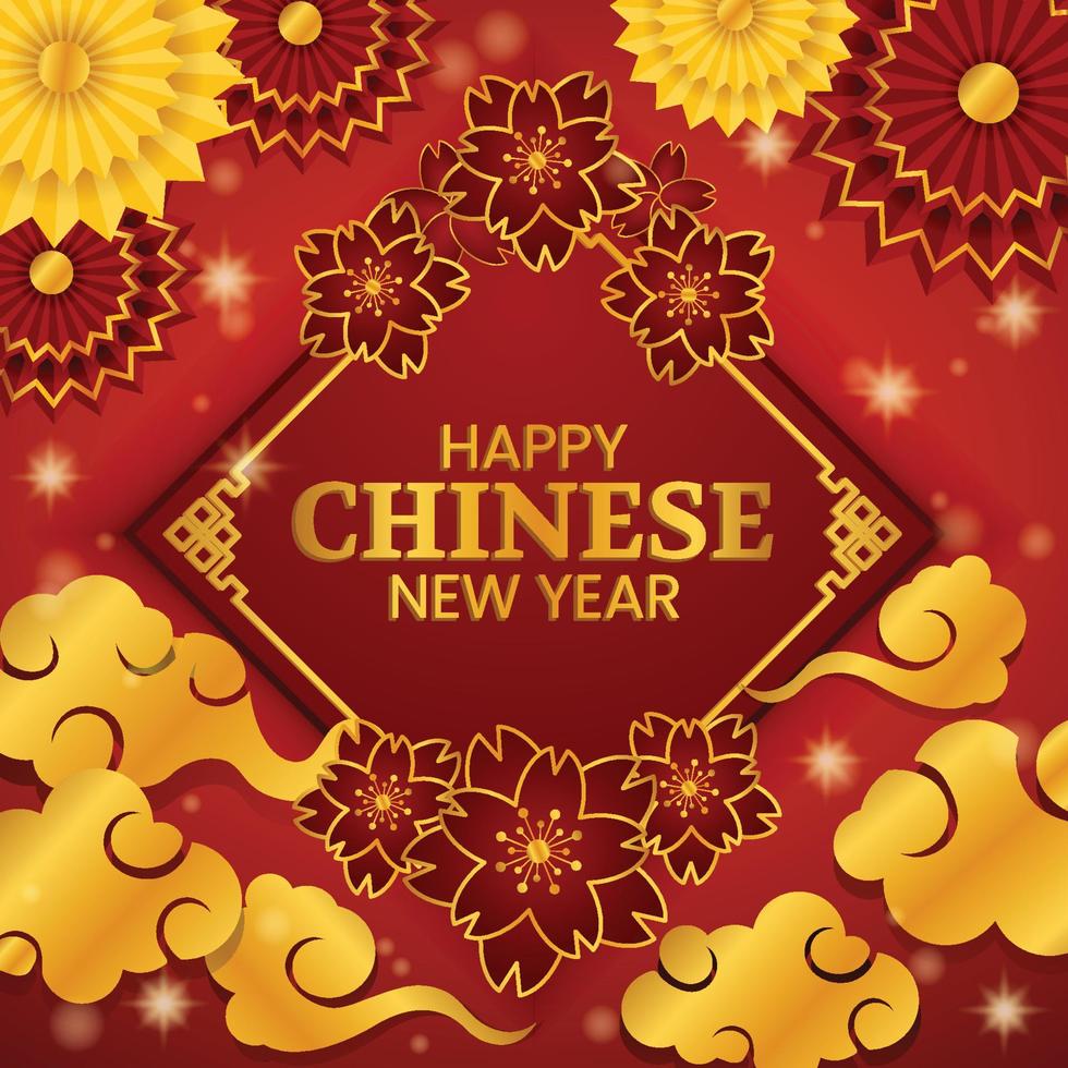 Red and Gold Happy Chinese New Year Background vector