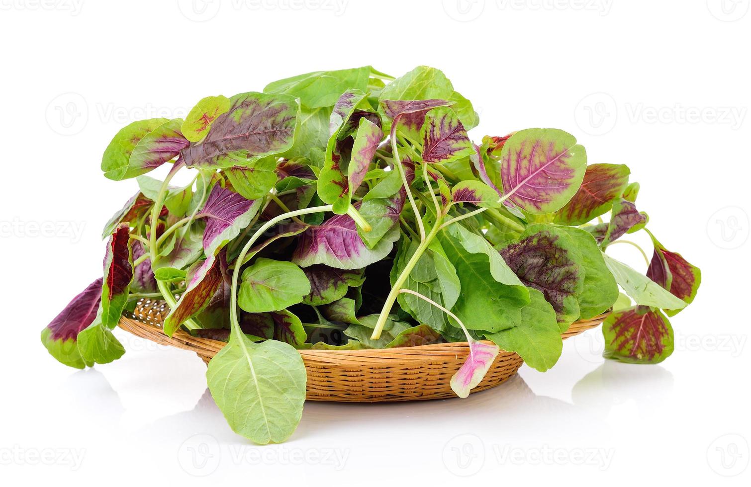 spinach in the basket on white background photo