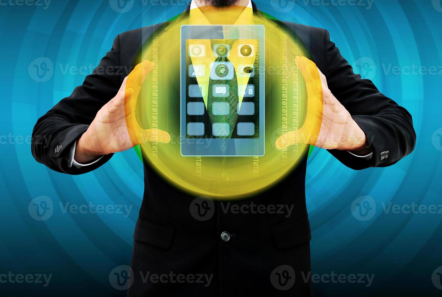 businessman holding mobile phone photo