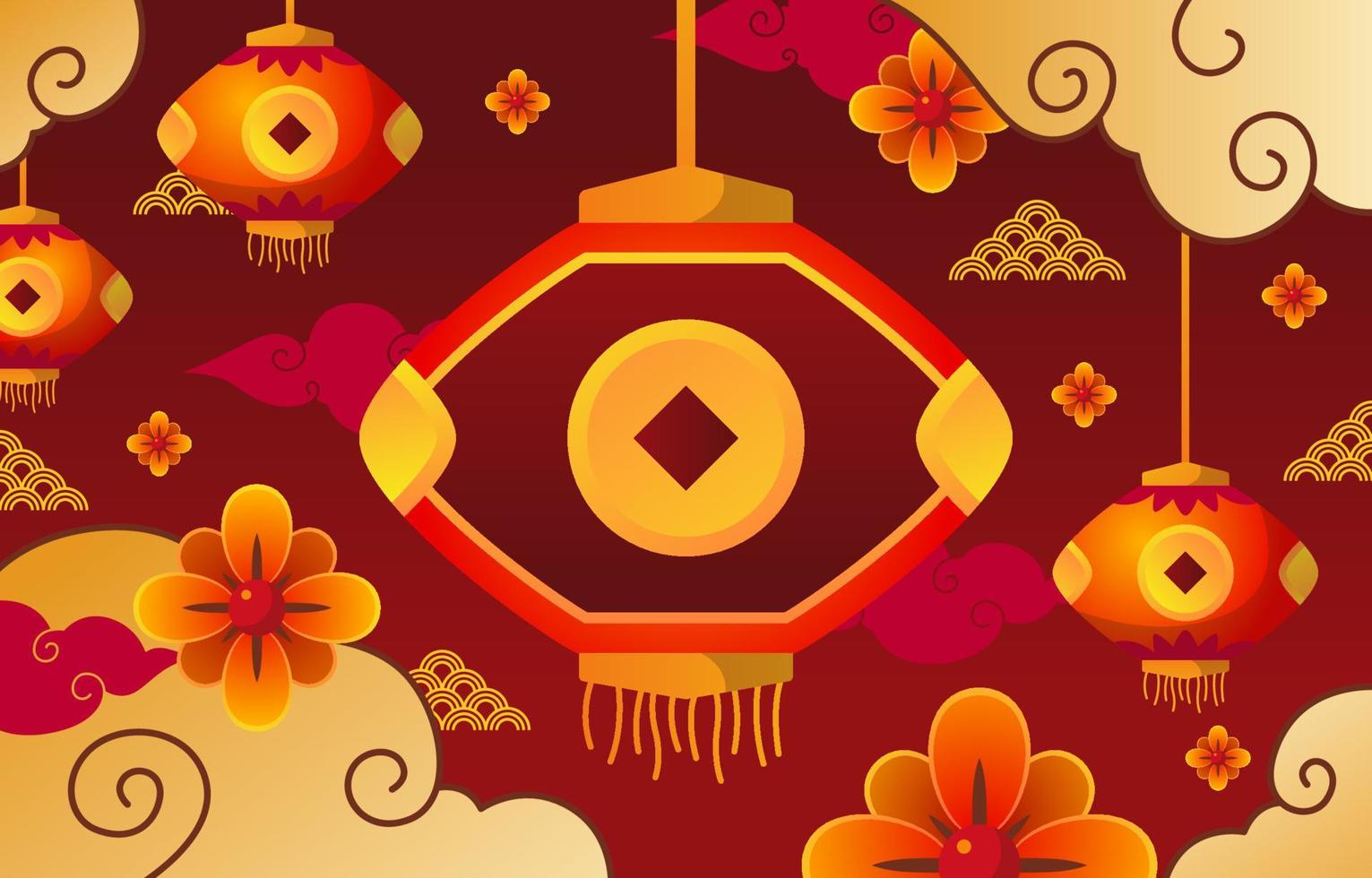 Chinese New Year with Lantern Light Concept vector