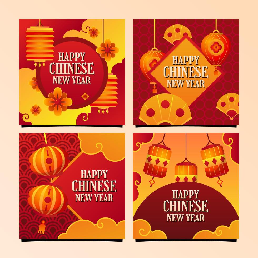 Chinese New Year Celebration Social Media Posts vector