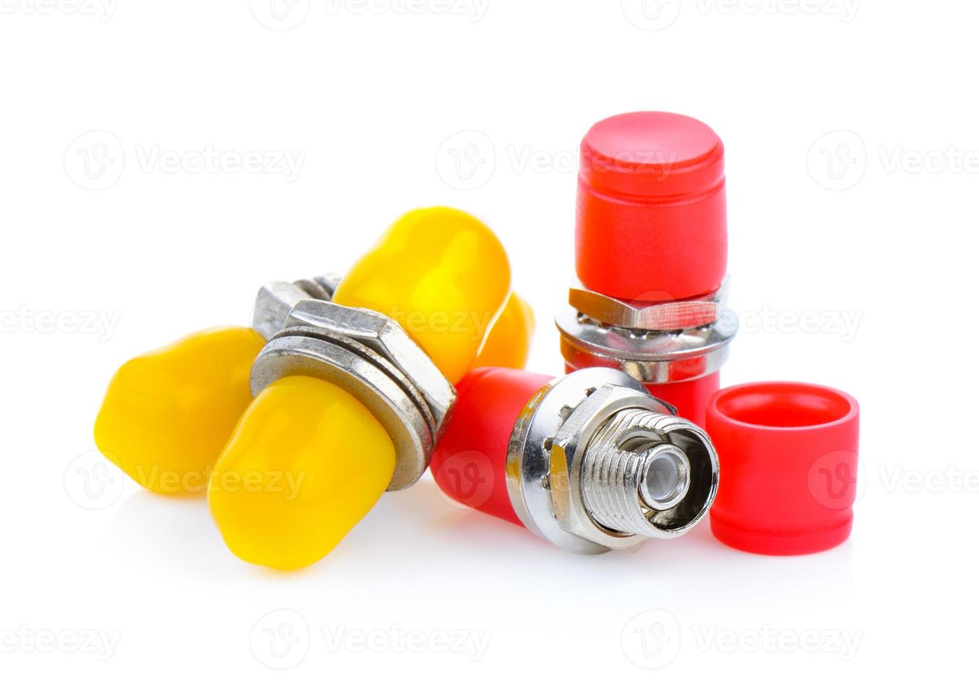 fiber optic connectors, ST, SC and FC isolated on white background photo