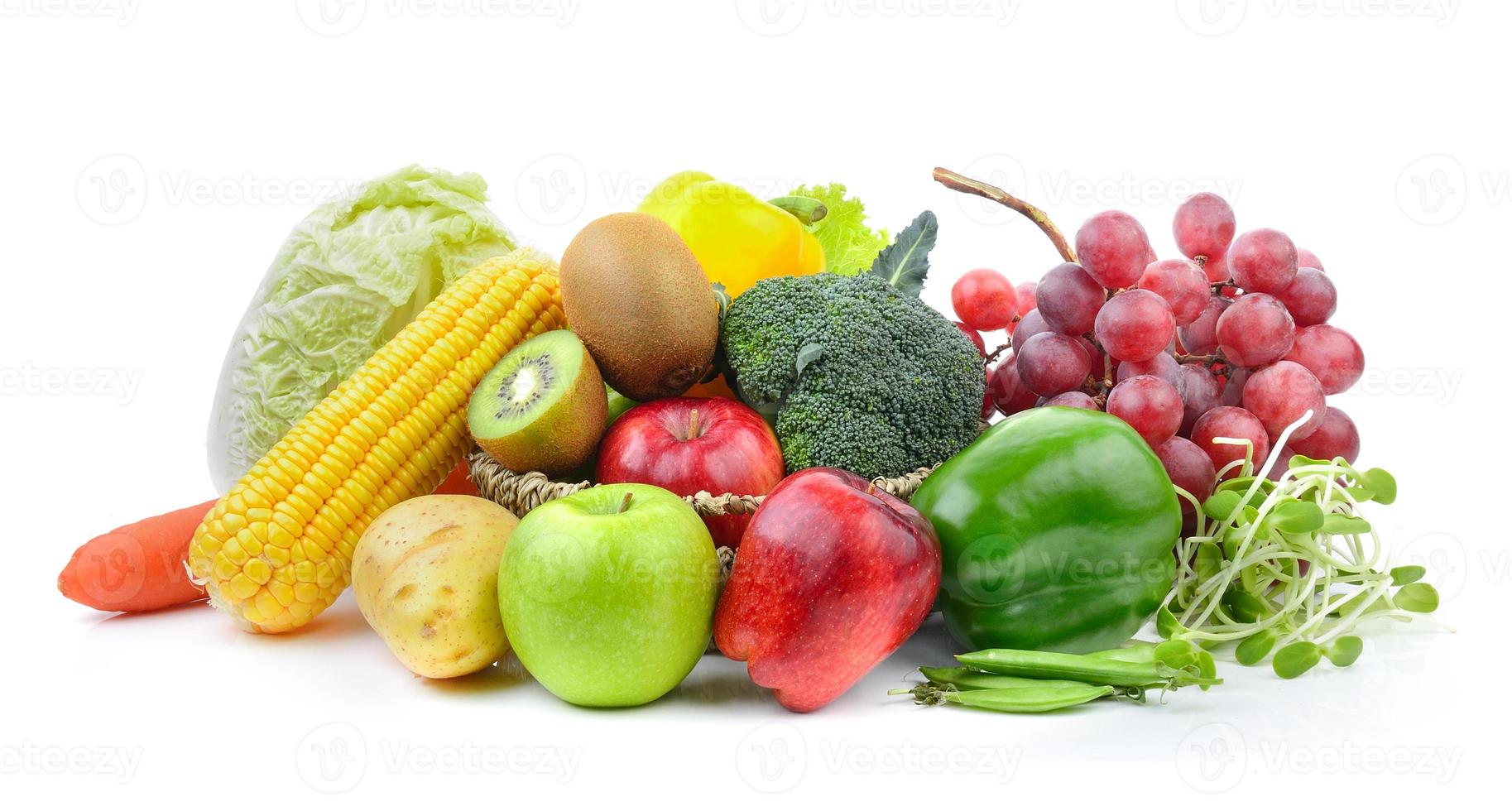 vegetables and fruits on white background photo