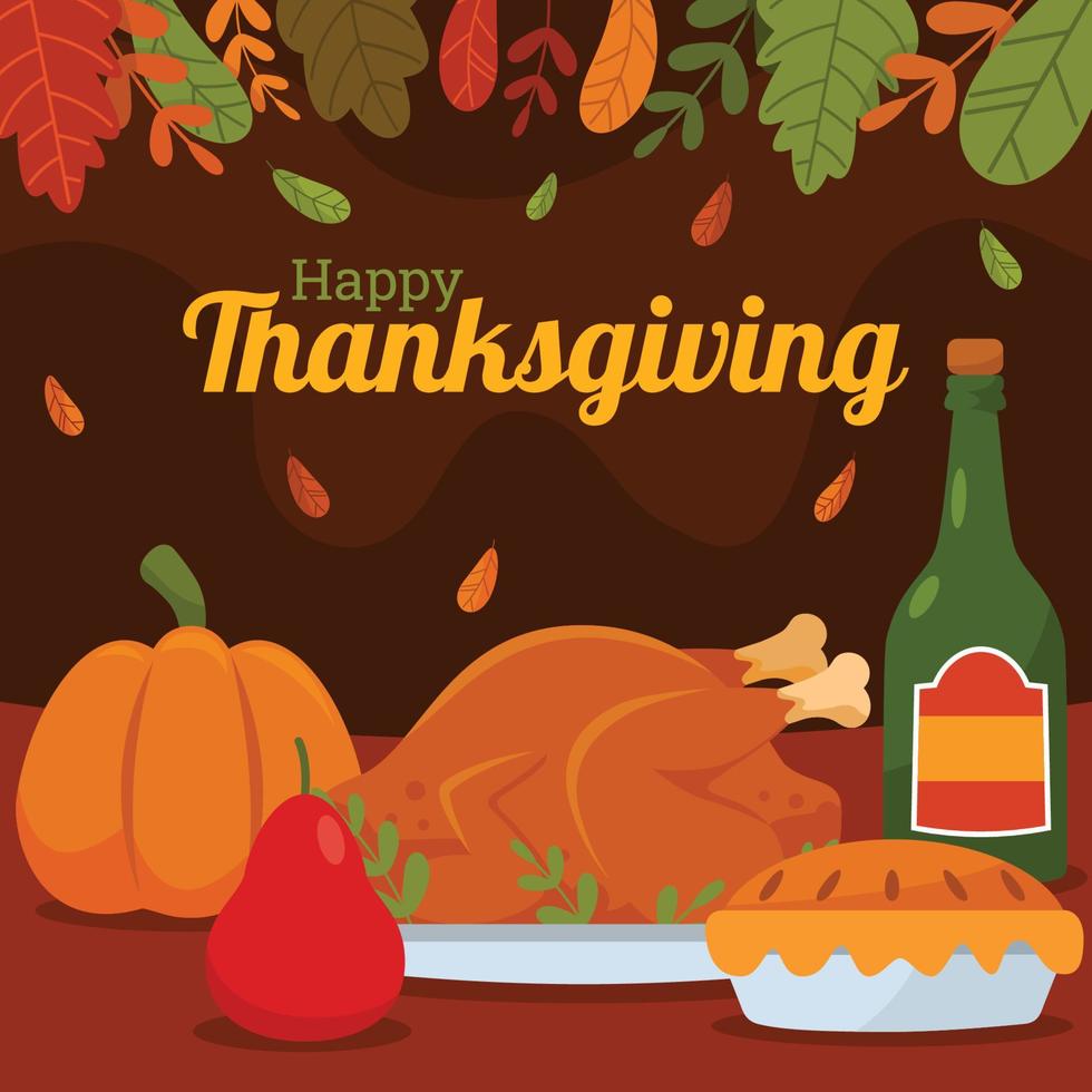 Festive Dinner on Thanksgiving Day 4289453 Vector Art at Vecteezy