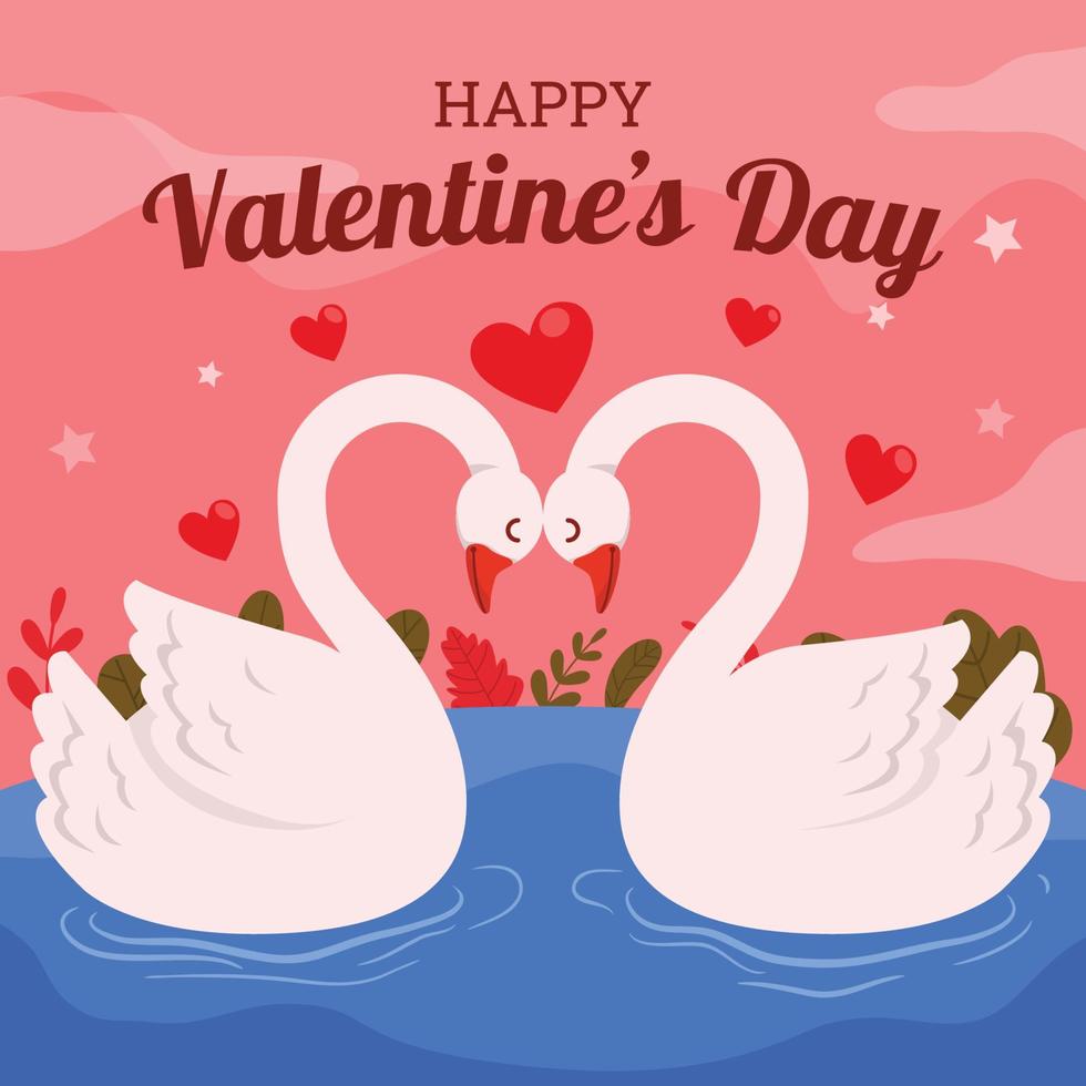 Romantic Couple Swan on Valentine's Day vector