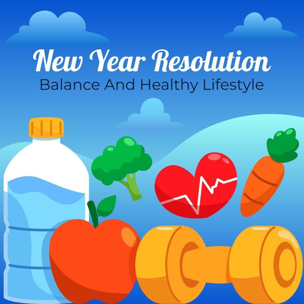 New Year Resolution for Healthy Lifestyle vector