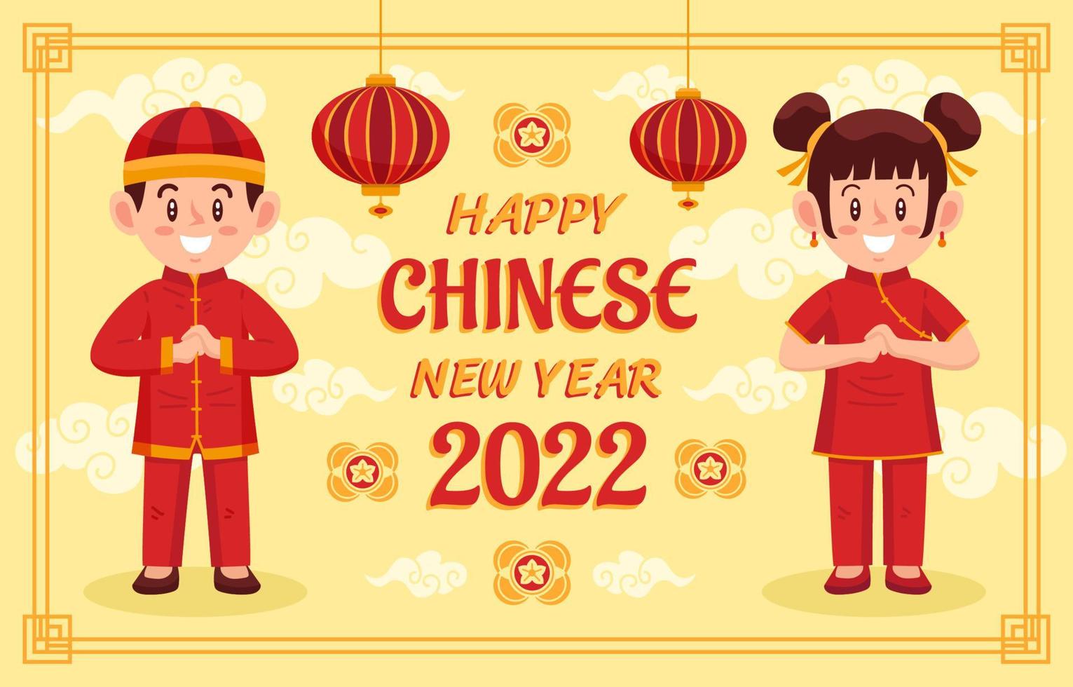 Couple Greeting Happy Chinese New Year vector