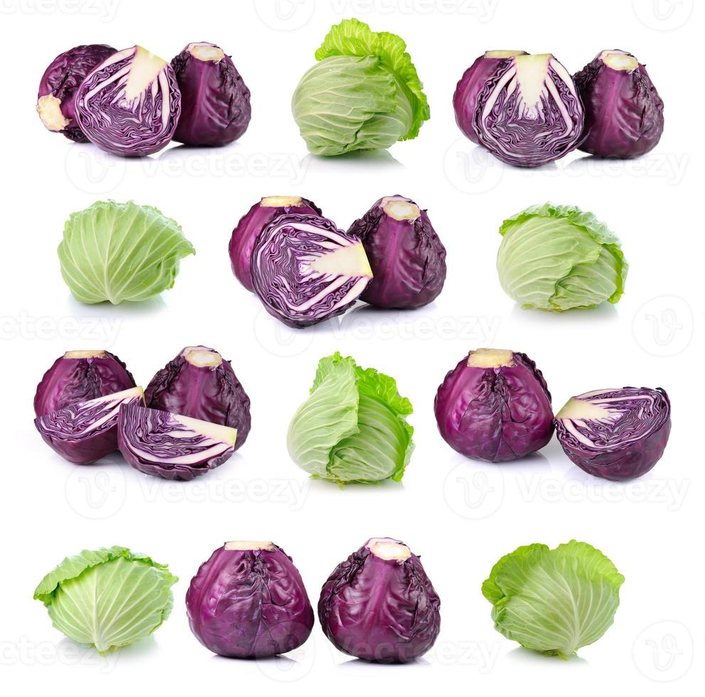 red and green cabbage isolated on white background photo