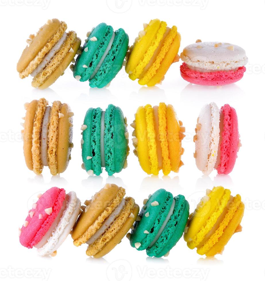 macaroons on white background photo