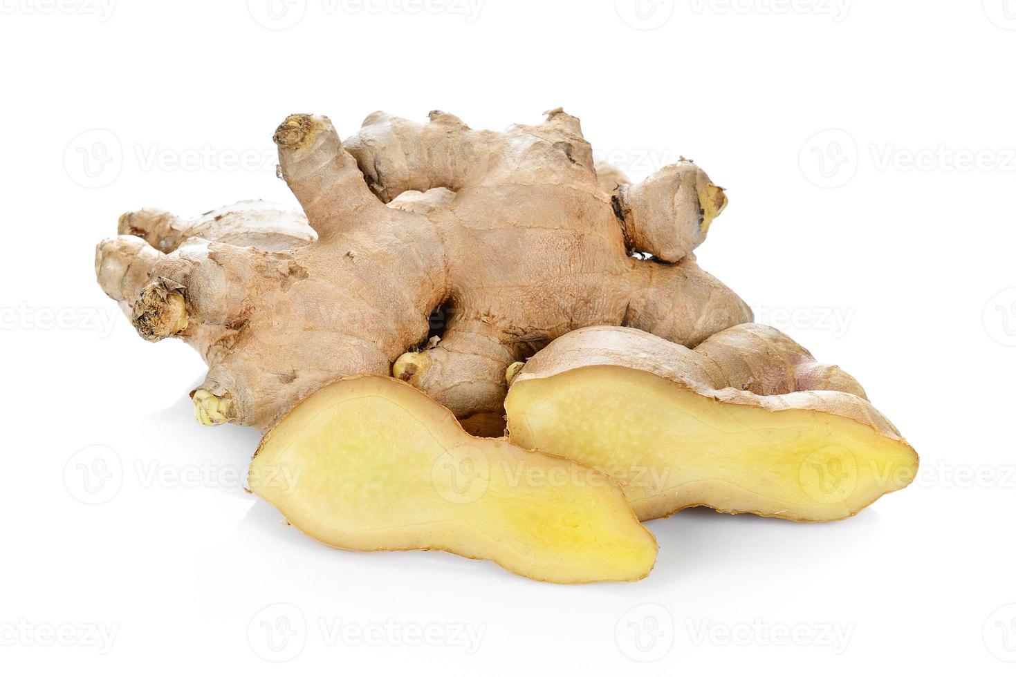 ginger root on white background photo