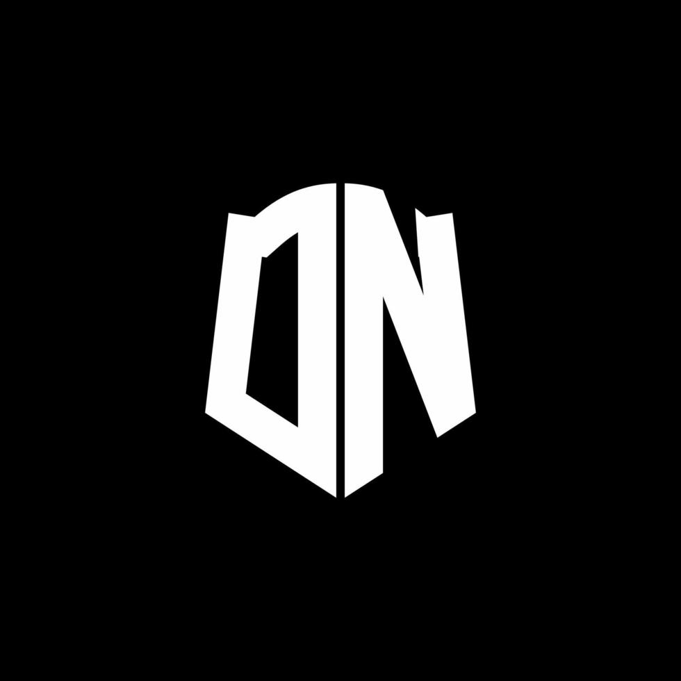 Cinta del logotipo de la letra del monograma dn con estilo de escudo aislado sobre fondo negro vector