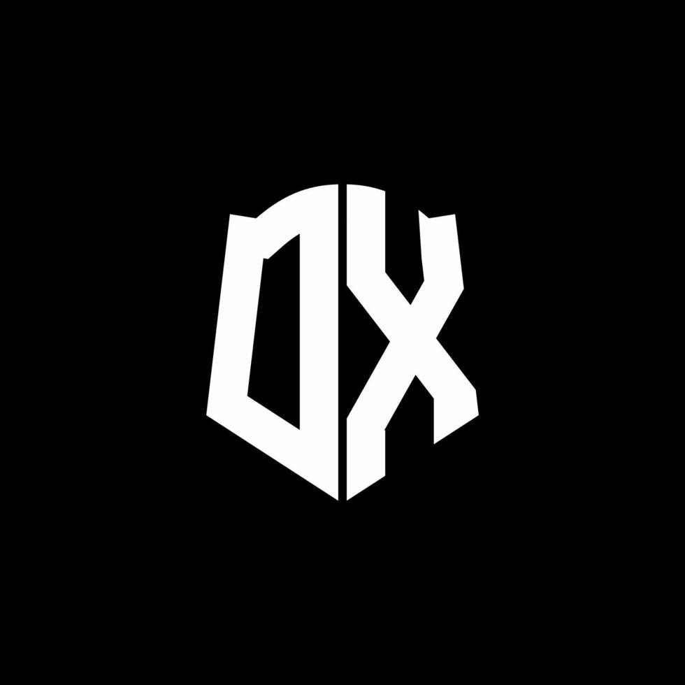 Cinta del logotipo de la letra del monograma de dx con el estilo del escudo aislado en fondo negro vector