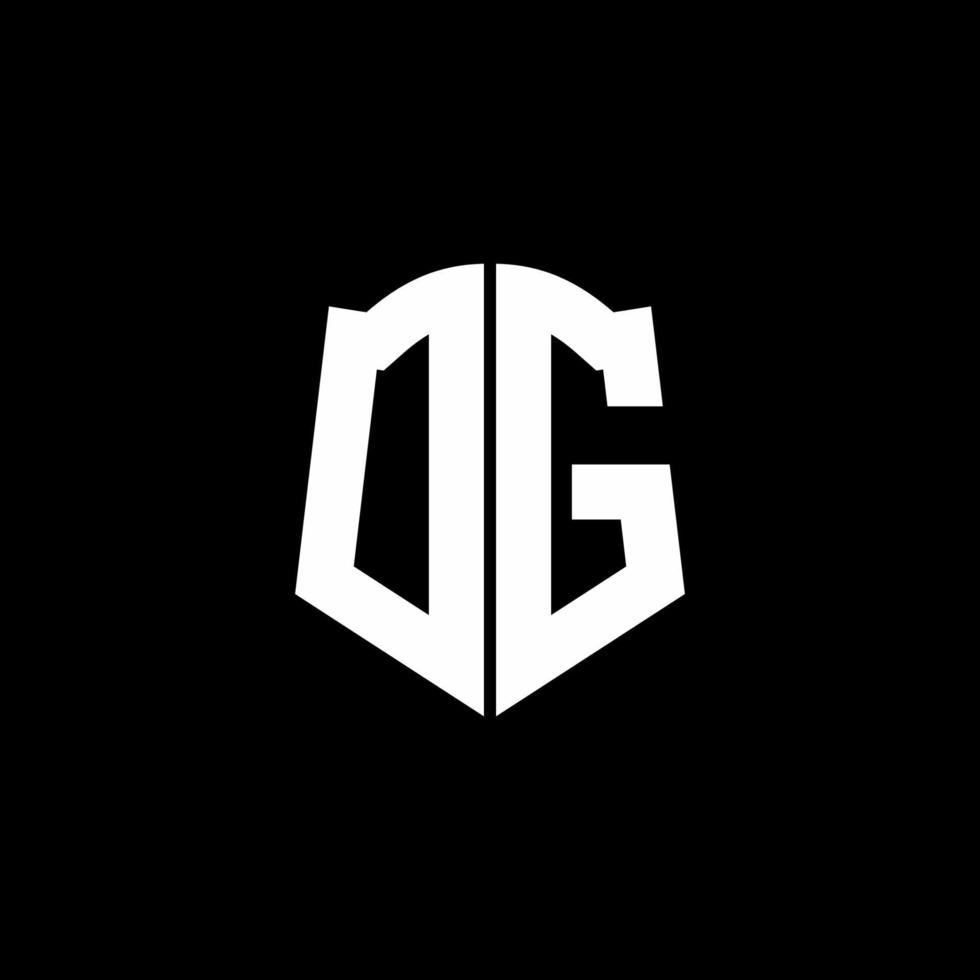 Cinta del logotipo de la letra del monograma dg con estilo de escudo aislado sobre fondo negro vector